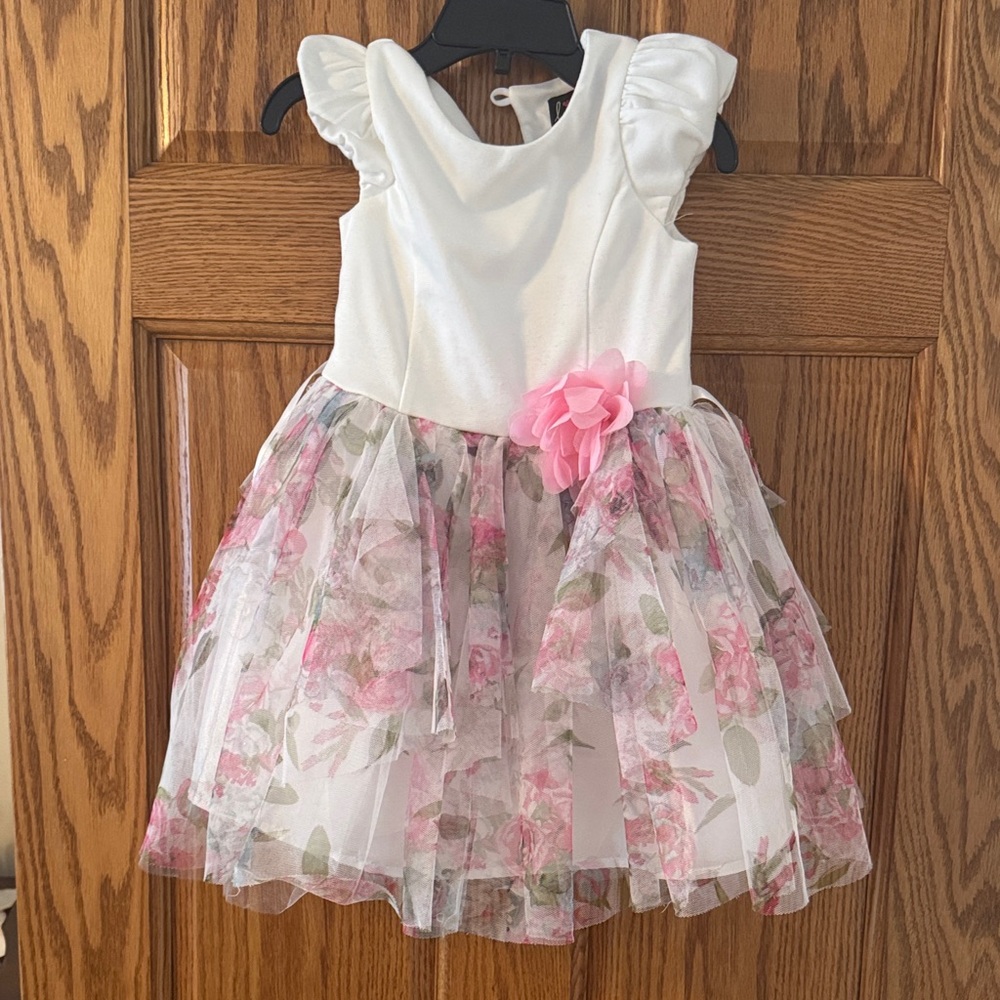 Lilt Pink and White Floral Kids Dress